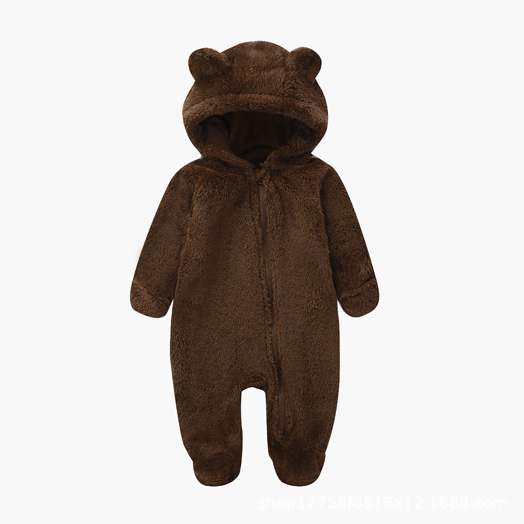 Infant Bodysuit Autumn Winter Fleece Baby One-Piece Full Sleeve and Foot Warm Crawling Suit Newborn Romper