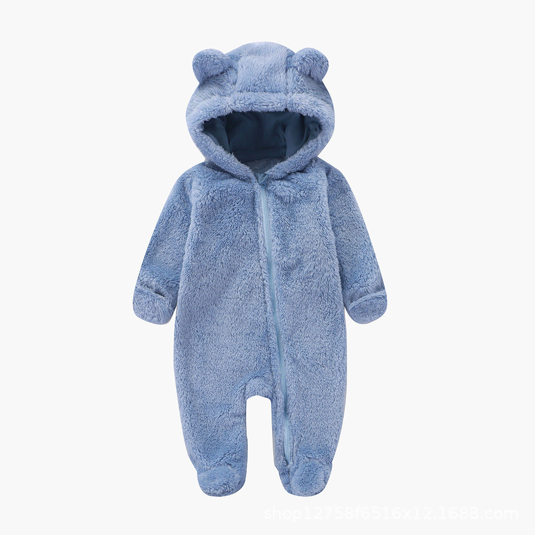 Infant Bodysuit Autumn Winter Fleece Baby One-Piece Full Sleeve and Foot Warm Crawling Suit Newborn Romper