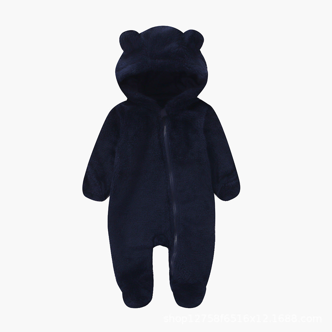 Infant Bodysuit Autumn Winter Fleece Baby One-Piece Full Sleeve and Foot Warm Crawling Suit Newborn Romper
