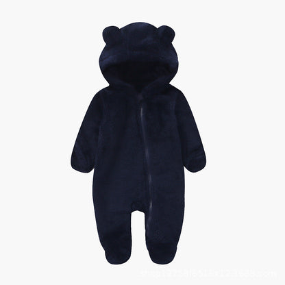 Infant Bodysuit Autumn Winter Fleece Baby One-Piece Full Sleeve and Foot Warm Crawling Suit Newborn Romper