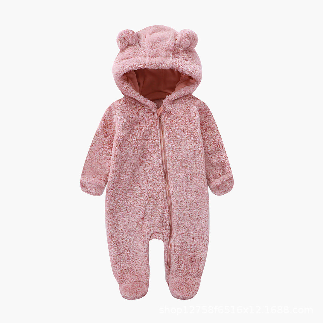 Infant Bodysuit Autumn Winter Fleece Baby One-Piece Full Sleeve and Foot Warm Crawling Suit Newborn Romper