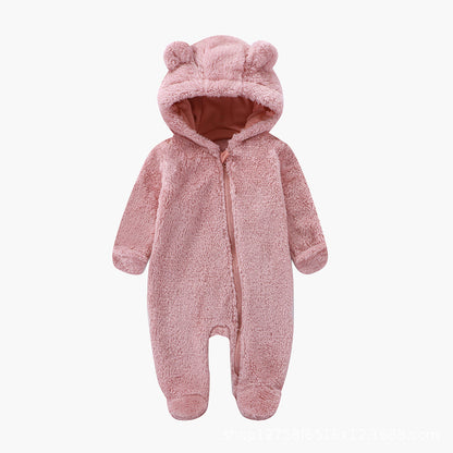 Infant Bodysuit Autumn Winter Fleece Baby One-Piece Full Sleeve and Foot Warm Crawling Suit Newborn Romper