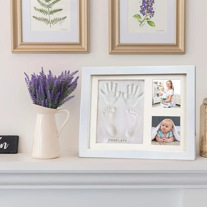 Handprint and Footprint Frame with Ink Pad - Baby Keepsake, Dog &amp; Cat Paw Print, DIY Child Photo Frame