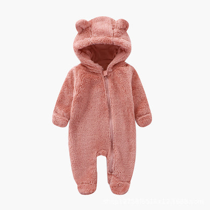 Infant Bodysuit Autumn Winter Fleece Baby One-Piece Full Sleeve and Foot Warm Crawling Suit Newborn Romper