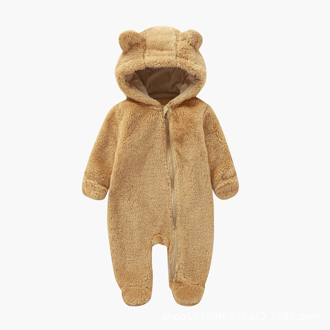 Infant Bodysuit Autumn Winter Fleece Baby One-Piece Full Sleeve and Foot Warm Crawling Suit Newborn Romper