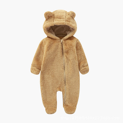 Infant Bodysuit Autumn Winter Fleece Baby One-Piece Full Sleeve and Foot Warm Crawling Suit Newborn Romper