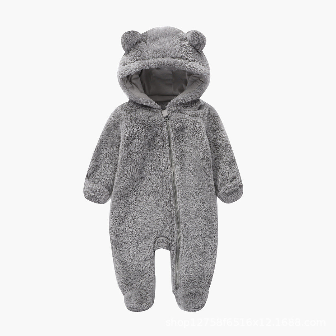 Infant Bodysuit Autumn Winter Fleece Baby One-Piece Full Sleeve and Foot Warm Crawling Suit Newborn Romper
