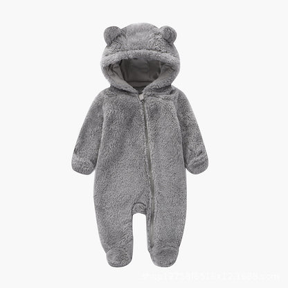 Infant Bodysuit Autumn Winter Fleece Baby One-Piece Full Sleeve and Foot Warm Crawling Suit Newborn Romper