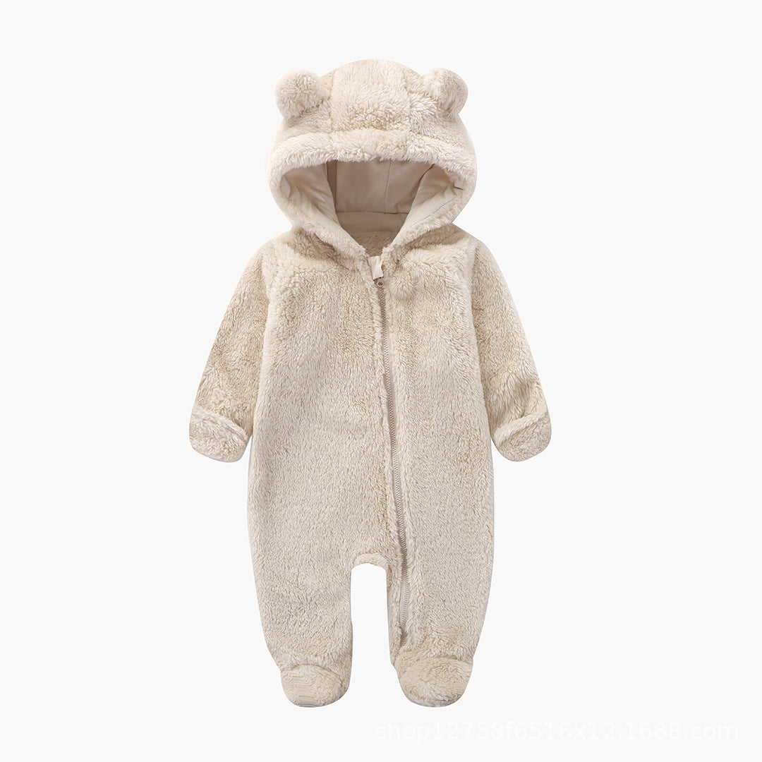 Infant Bodysuit Autumn Winter Fleece Baby One-Piece Full Sleeve and Foot Warm Crawling Suit Newborn Romper