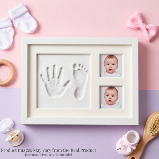 Handprint and Footprint Frame with Ink Pad - Baby Keepsake, Dog &amp; Cat Paw Print, DIY Child Photo Frame